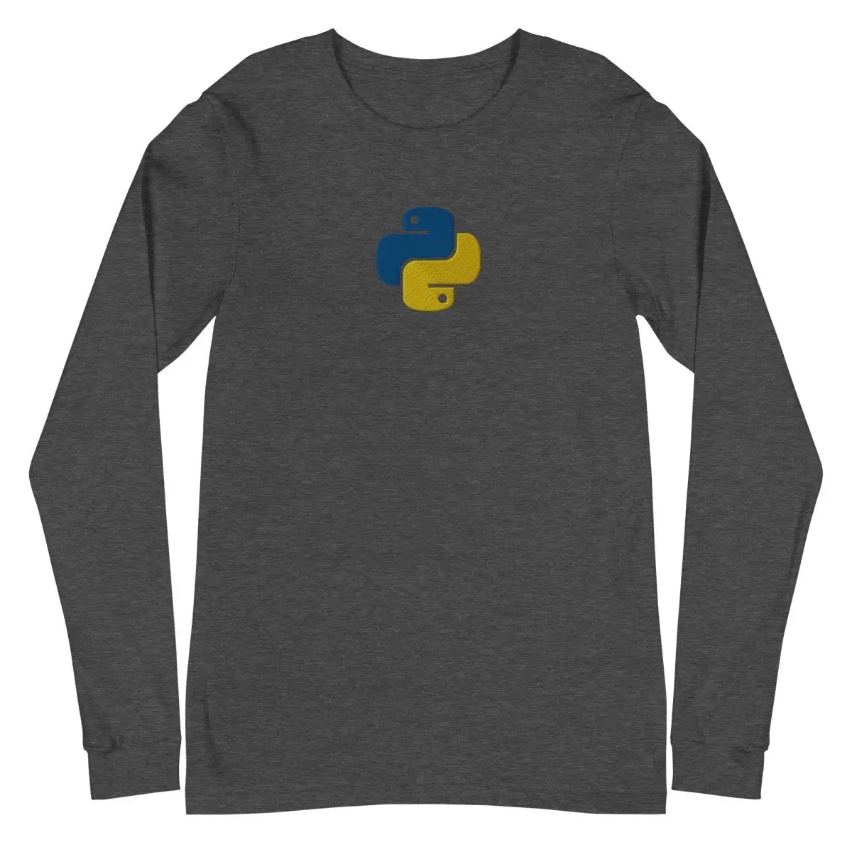 Python Icon Embroidered Long Sleeve T-Shirt (unisex) - Dark Grey Heather / M