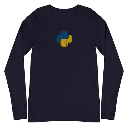 Python Icon Embroidered Long Sleeve T-Shirt (unisex) - Navy / M