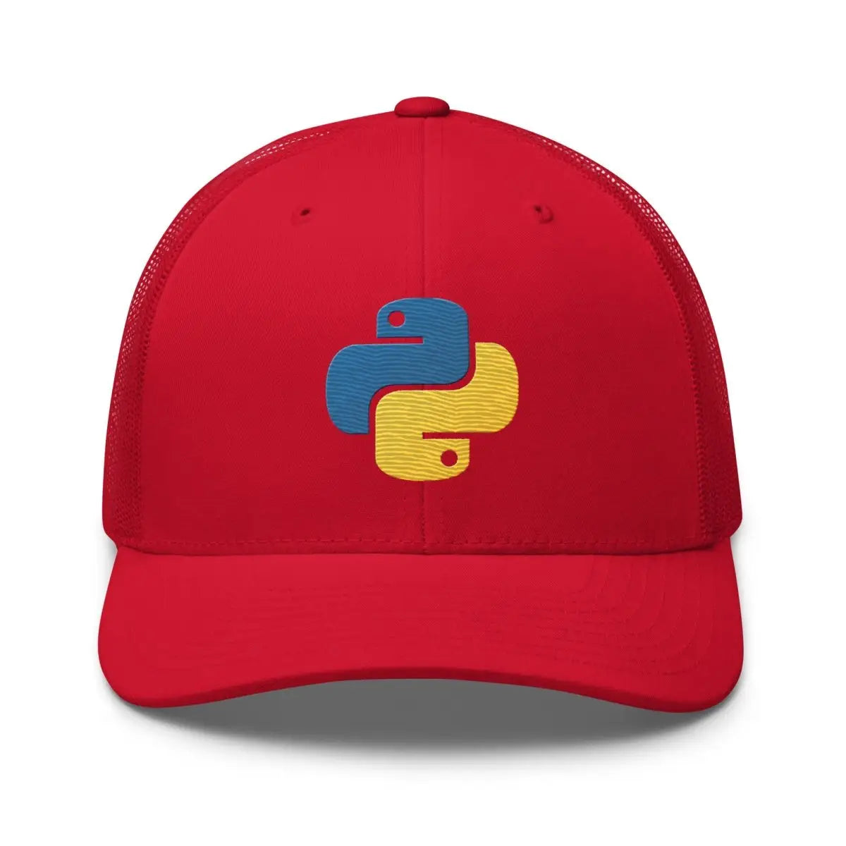 Python Icon True-Color Embroidered Trucker Cap - Red