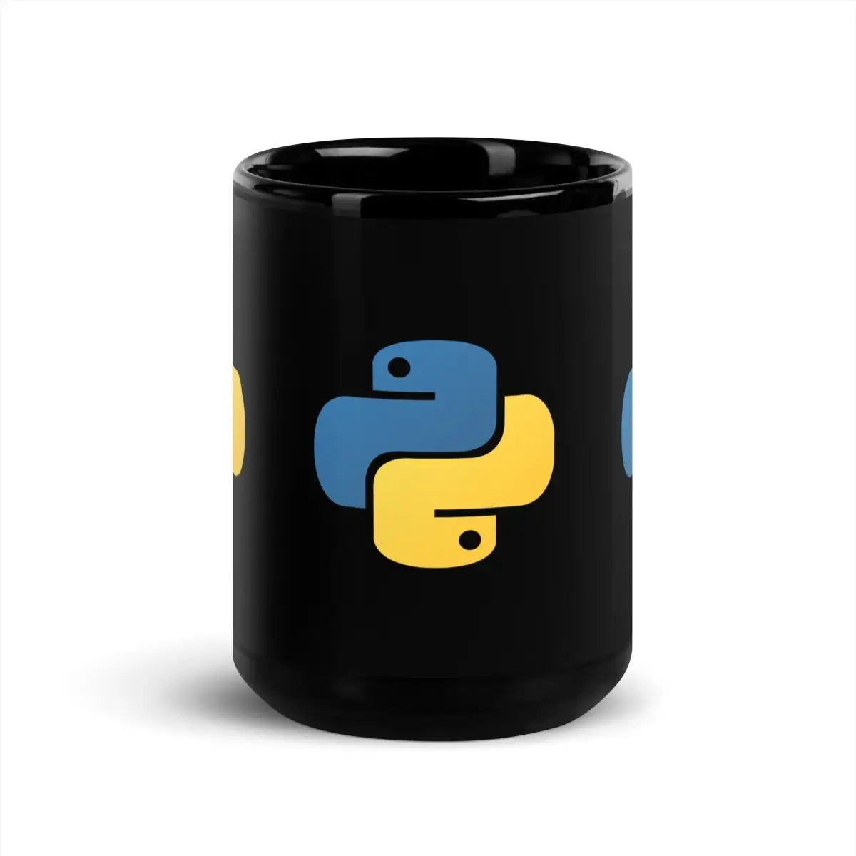 Python Icons Black Glossy Mug - 15 oz