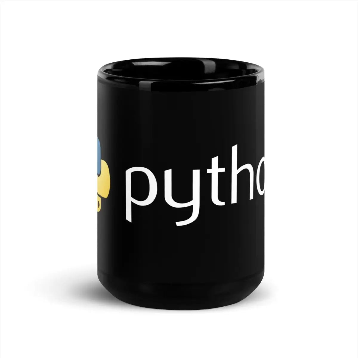 Python Logo Black Glossy Mug - 15 oz