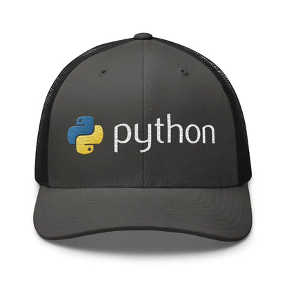 Python Logo True-Color Embroidered Trucker Cap - Charcoal/ Black