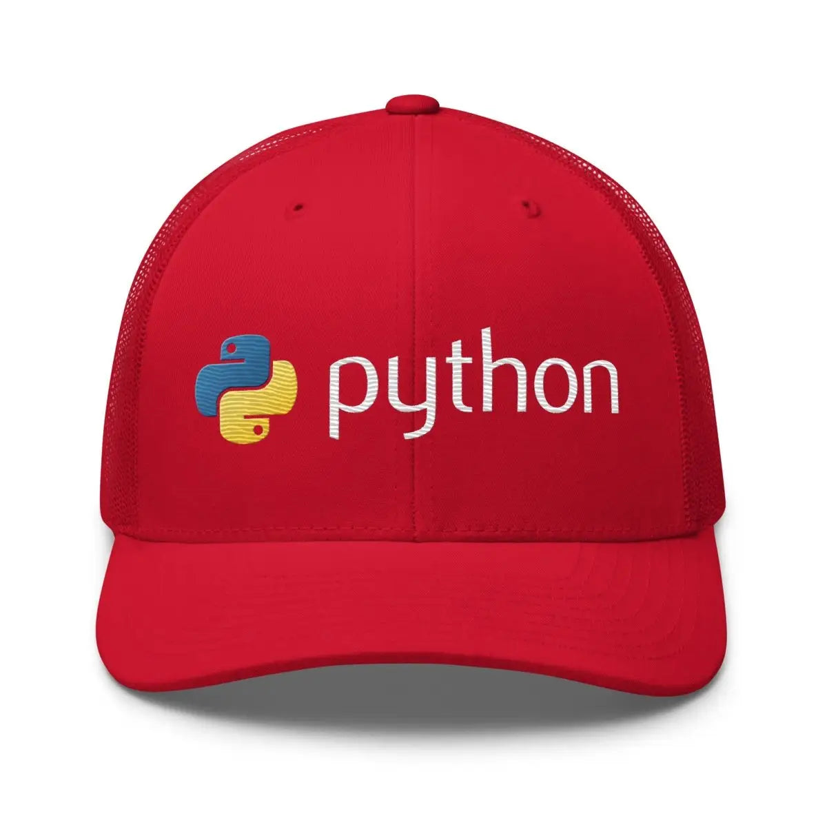 Python Logo True-Color Embroidered Trucker Cap - Red