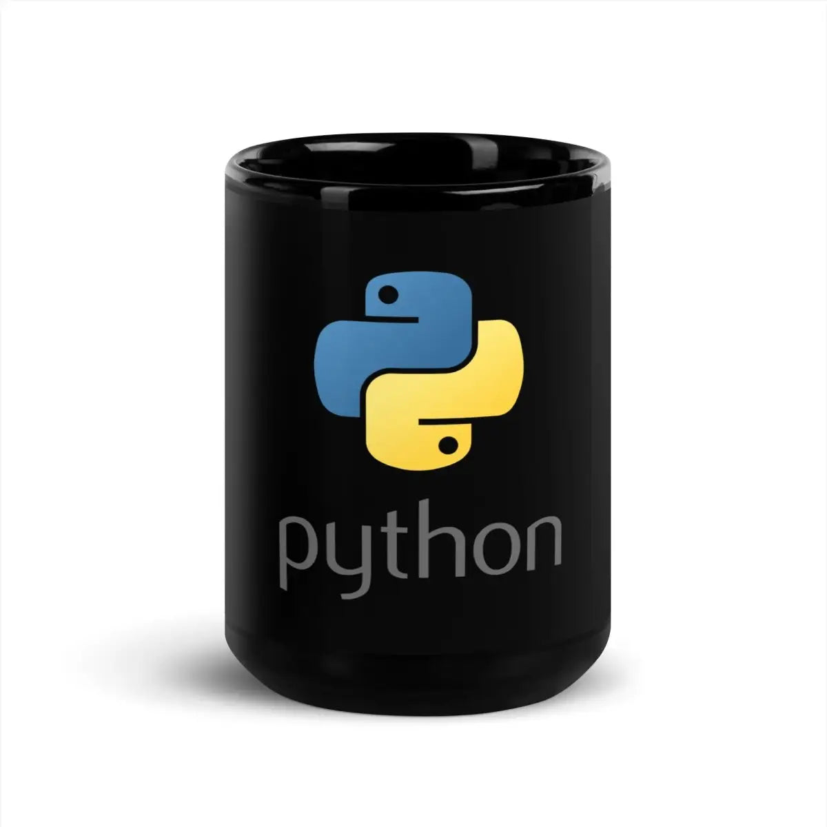 Python Stacked Logo Black Glossy Mug - 15 oz