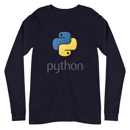 Python Stacked Logo Long Sleeve T-Shirt (unisex) - Navy / M