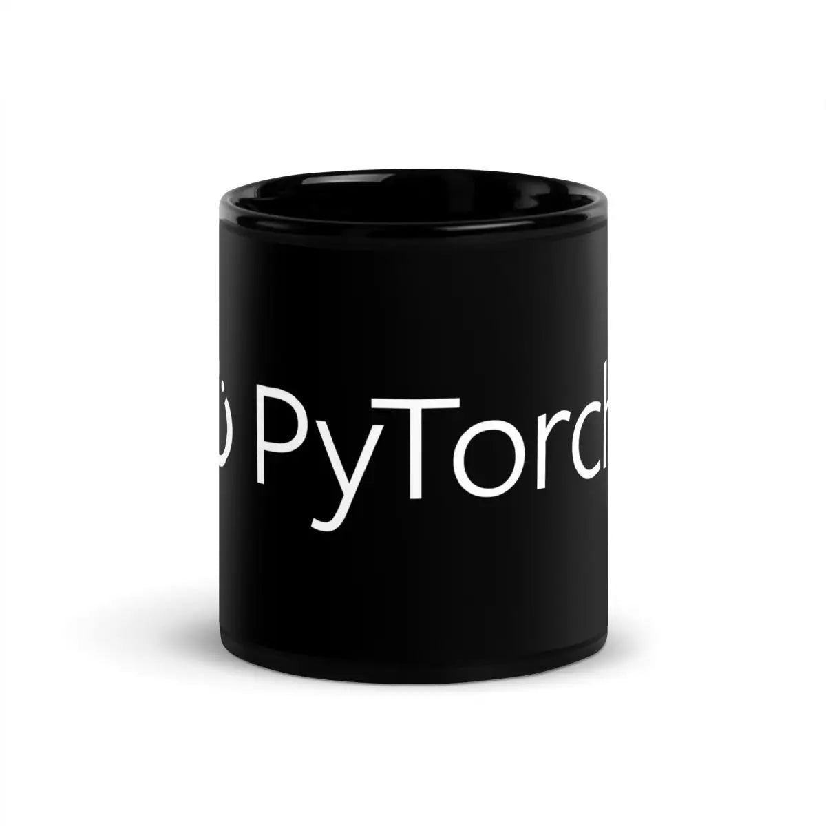 PyTorch White Logo on Black Glossy Mug - 11 oz