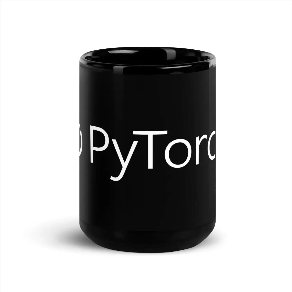 PyTorch White Logo on Black Glossy Mug - 15 oz