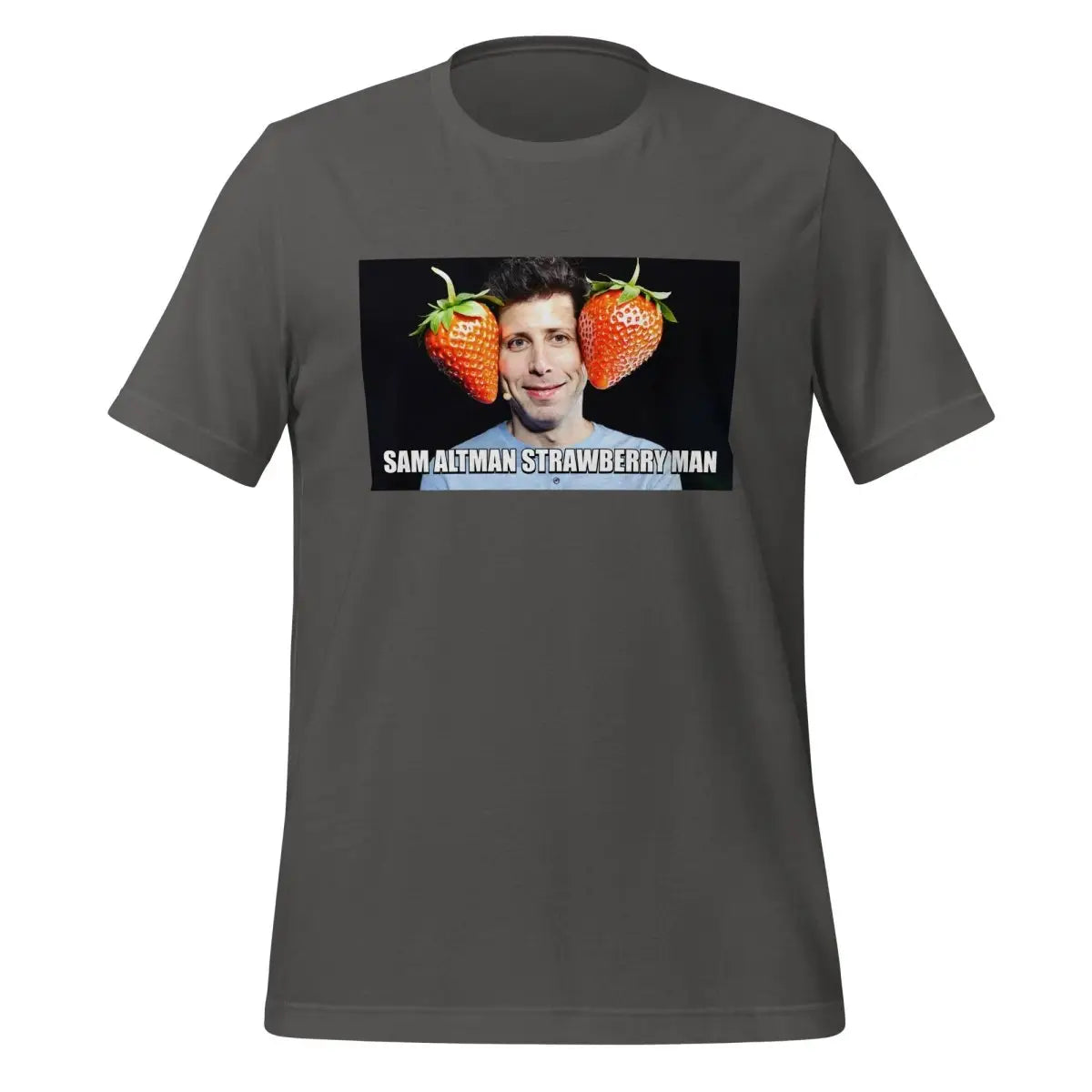 Sam Altman Strawberry Man Meme T-Shirt (unisex) - Asphalt / M