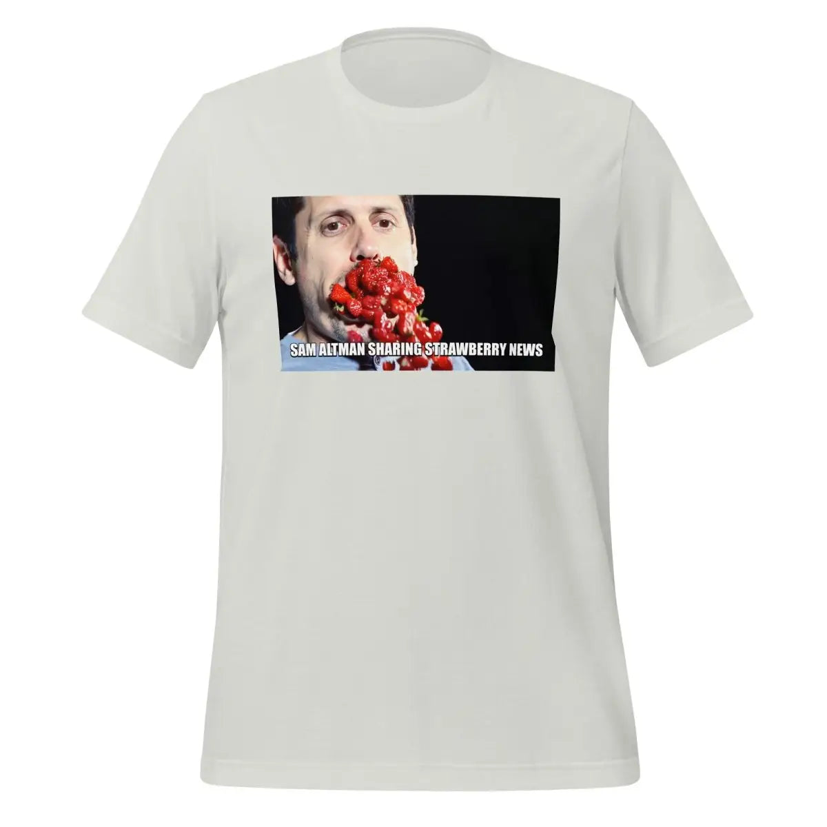 Sam Altman Strawberry News Meme T-Shirt (unisex) - Silver / M