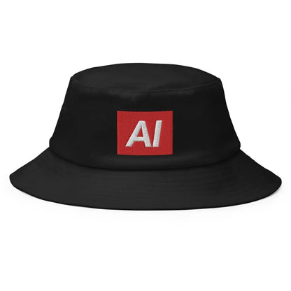 AI Sign Embroidered Bucket Hat - Black