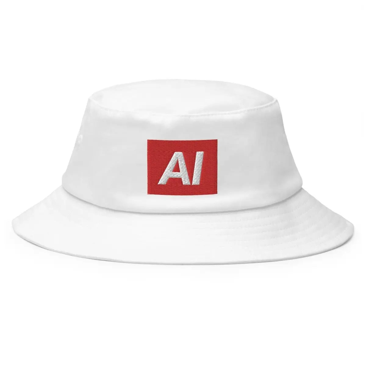 AI Sign Embroidered Bucket Hat - White