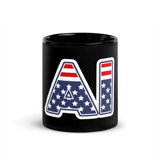 The Ai Stars and Stripes Black Glossy Mug 11 Oz.