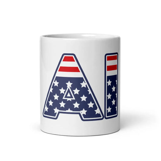 The Ai Stars and Stripes White Glossy Mug 11 Oz.