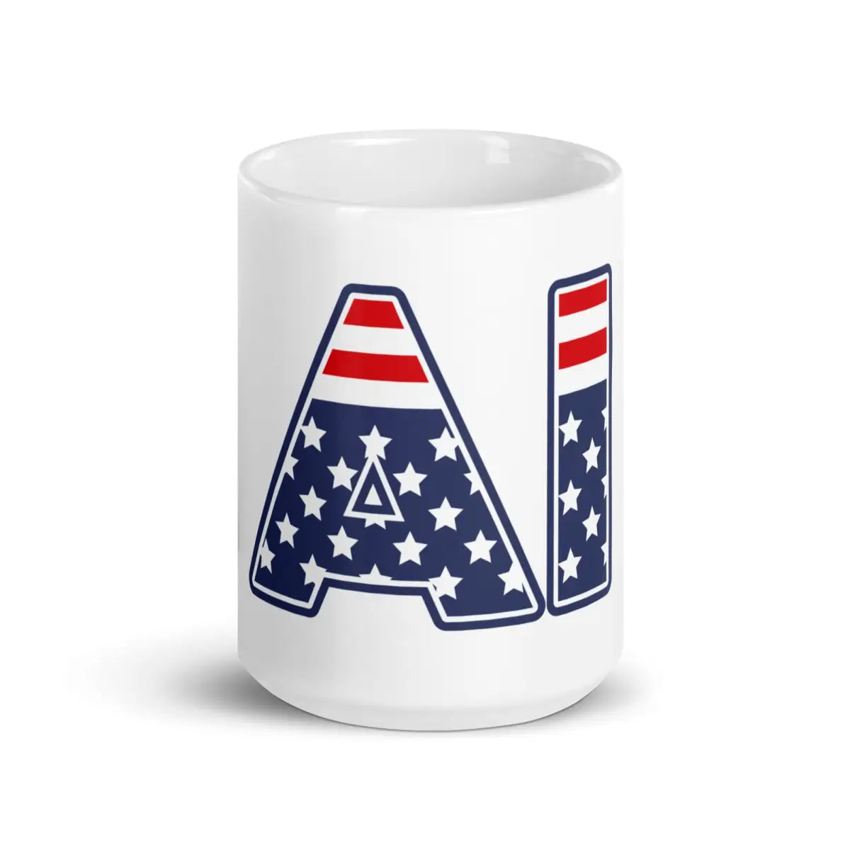 AI Stars and Stripes White Glossy Mug - 15 oz