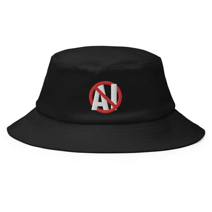 Stop AI Embroidered Bucket Hat - Black