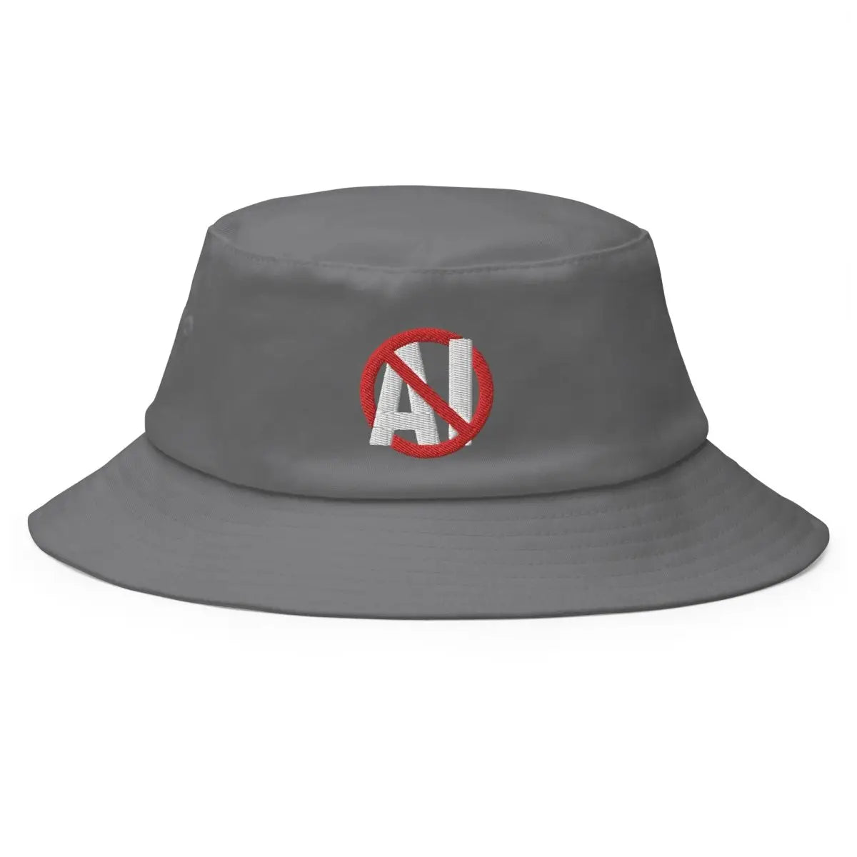 Stop AI Embroidered Bucket Hat - Grey