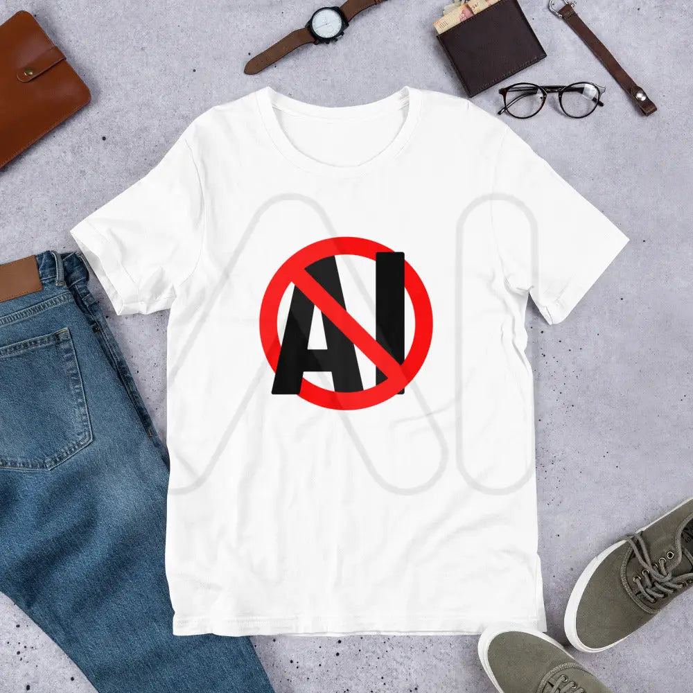 Stop AI in Black T-Shirt (unisex)