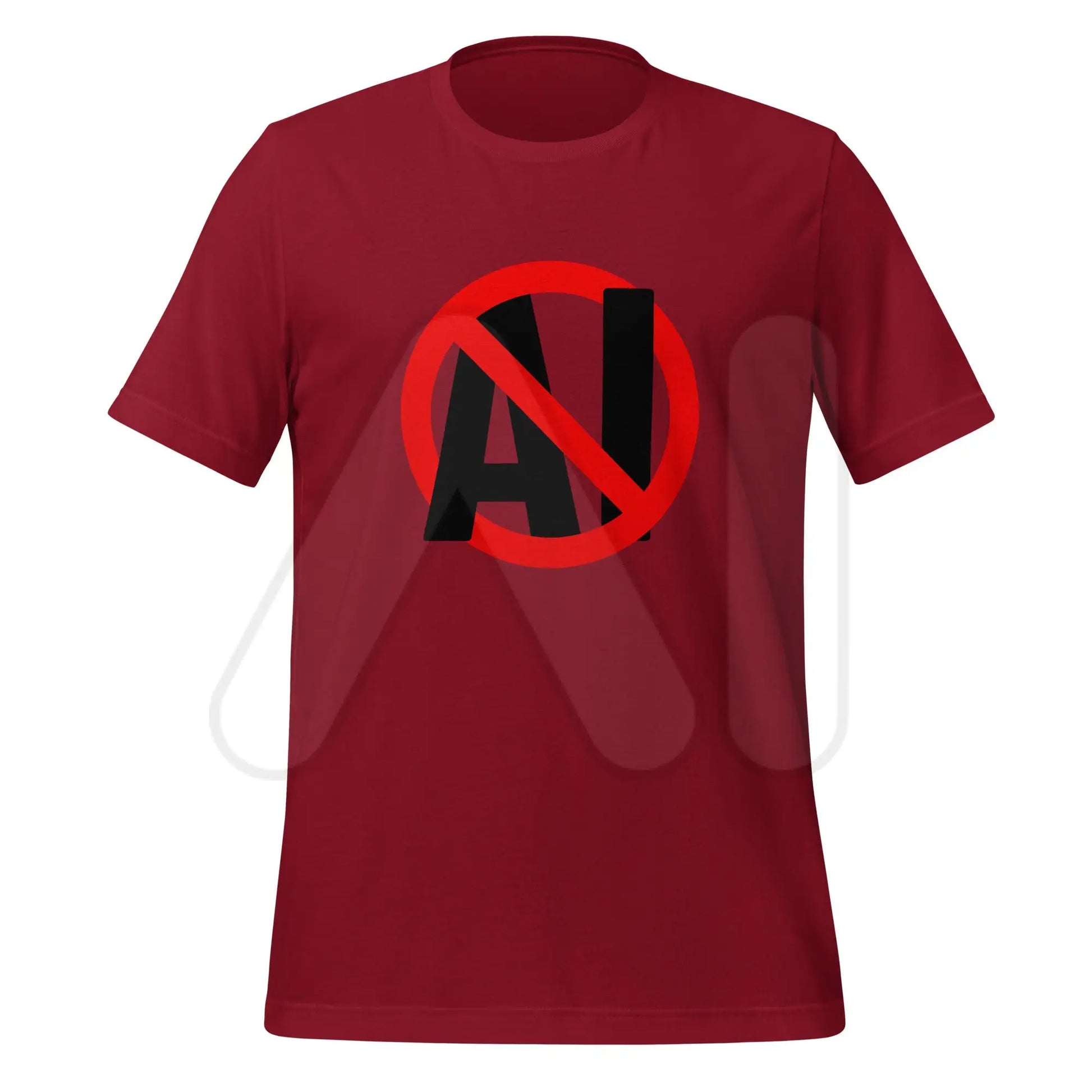 Stop AI in Black T-Shirt (unisex) - Cardinal / M