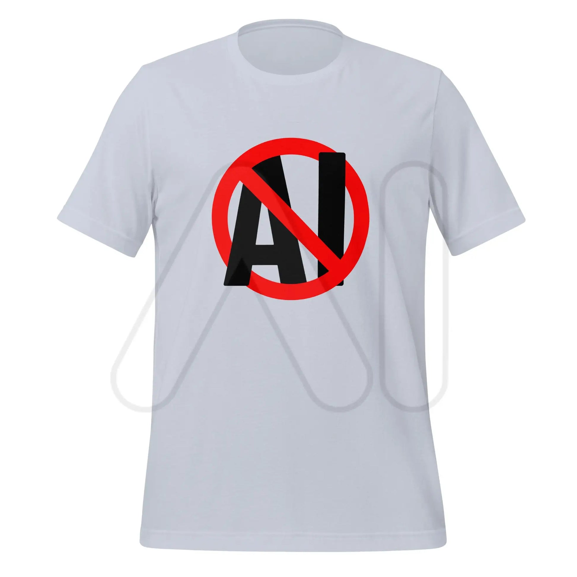 Stop AI in Black T-Shirt (unisex) - Light Blue / M