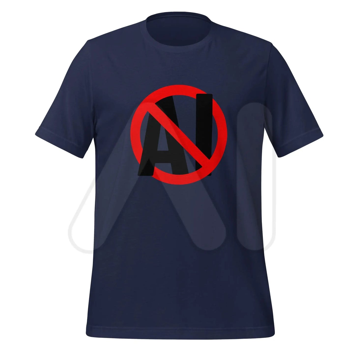 Stop AI in Black T-Shirt (unisex) - Navy / M