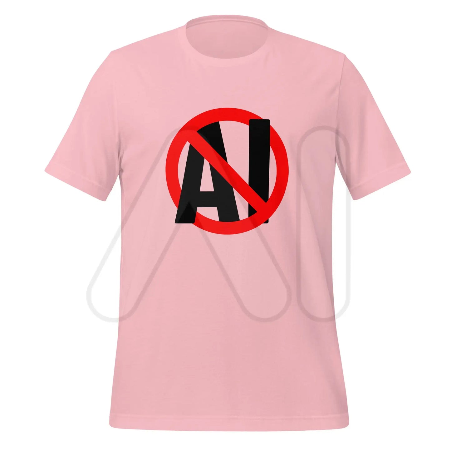 Stop AI in Black T-Shirt (unisex) - Pink / M