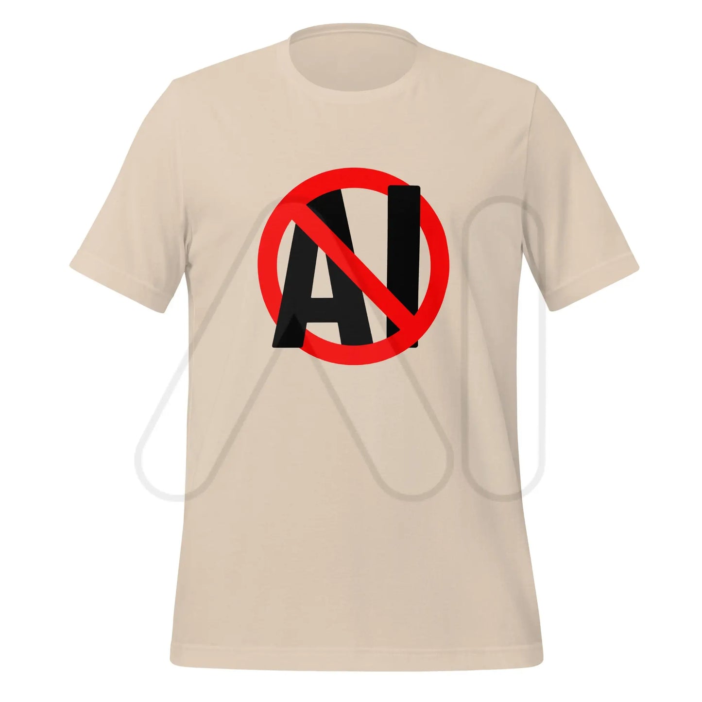 Stop AI in Black T-Shirt (unisex) - Soft Cream / M