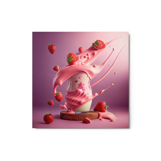 Strawberry Milkshake Metal Print - 12″×12″