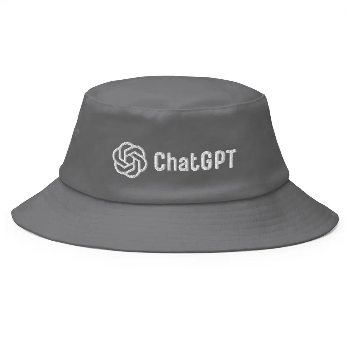 Stylized ChatGPT Logo Embroidered Bucket Hat - Grey