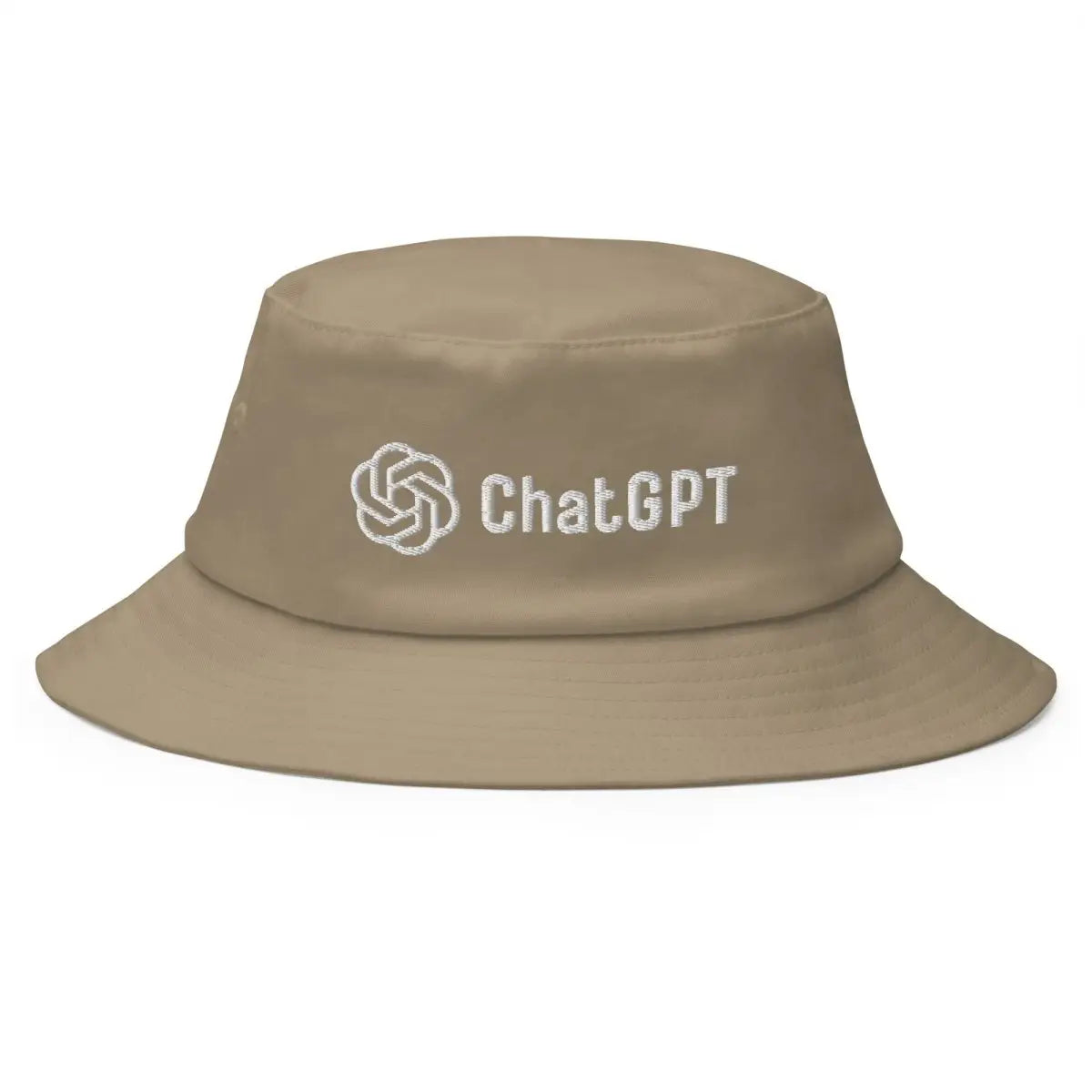 Stylized ChatGPT Logo Embroidered Bucket Hat - Khaki