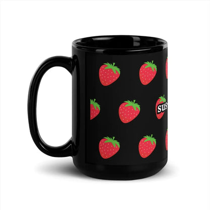 sus-column-r Strawberries Black Glossy Mug