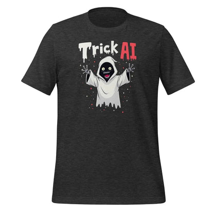 Trick AI Ghost Robot T-Shirt (unisex) 🎃 - Dark Grey Heather / M