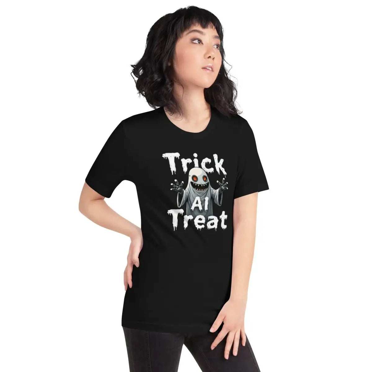 Trick AI Treat Ghost Robot T-Shirt (unisex) 🎃