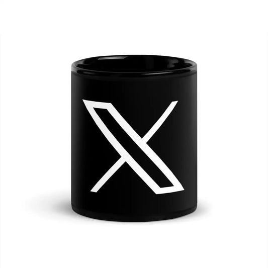 𝕏 Black Glossy Mug - 11 oz