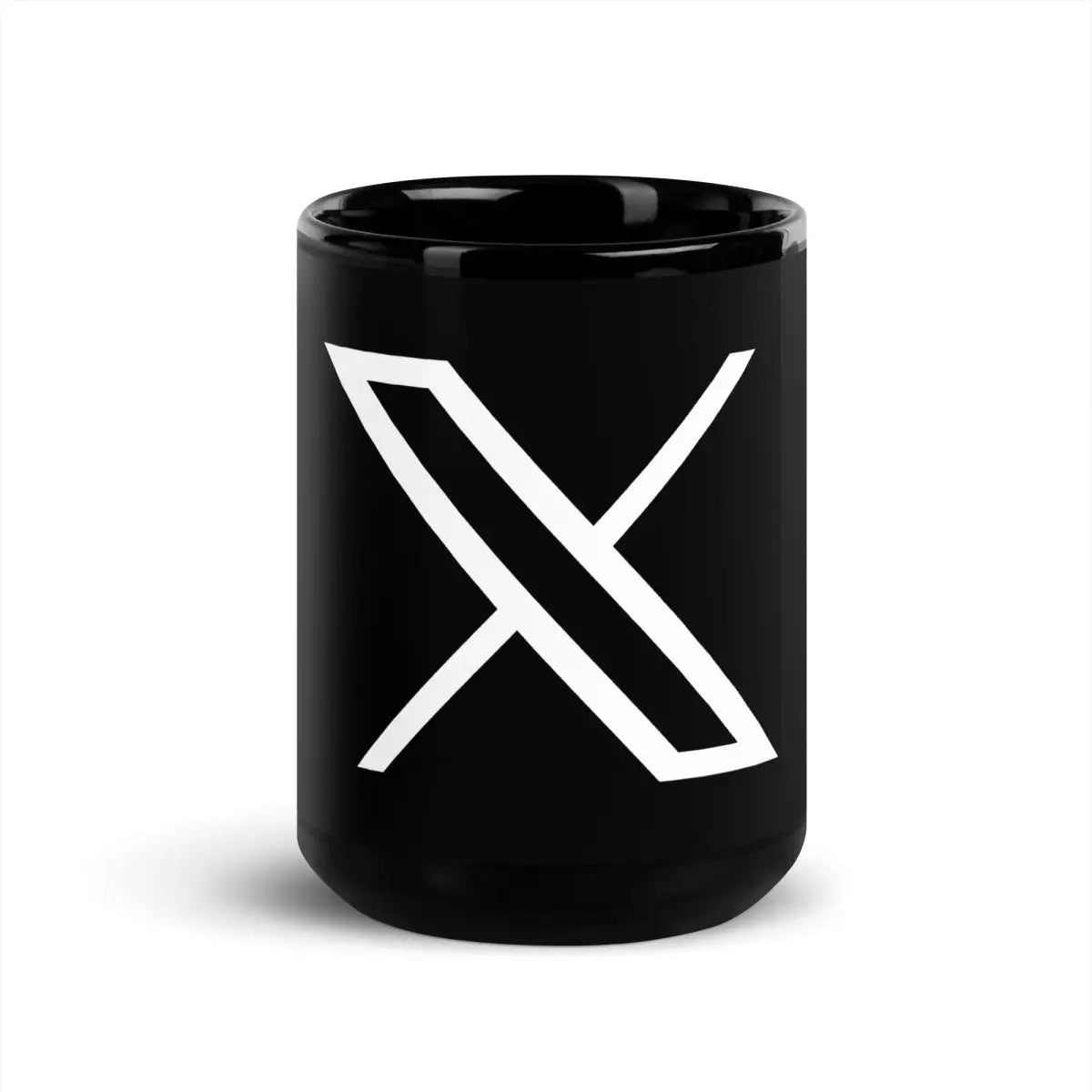 𝕏 Black Glossy Mug - 15 oz