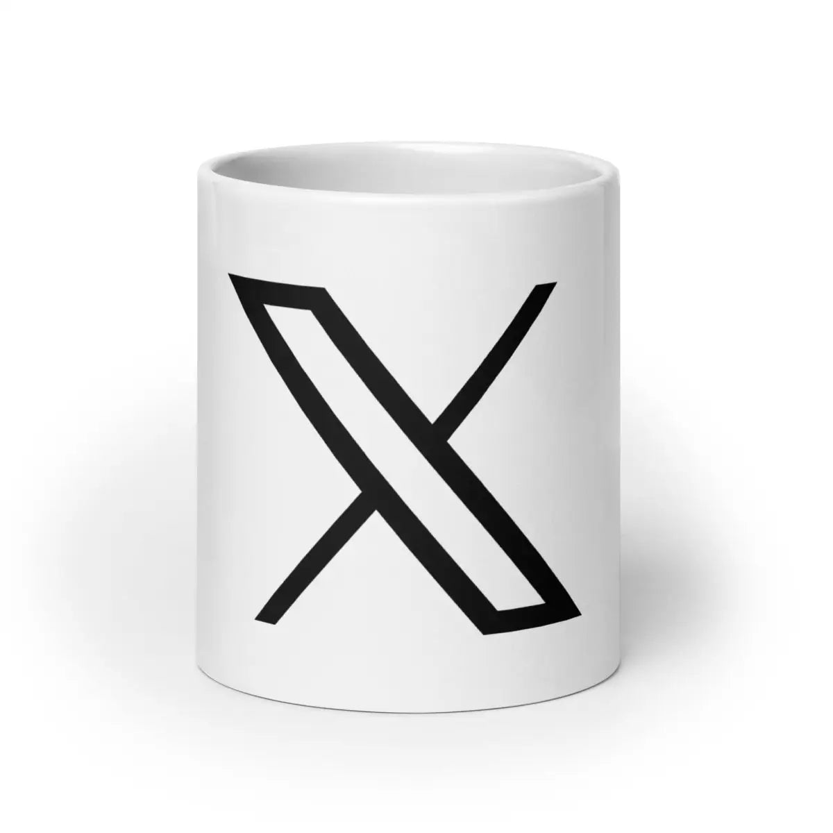 𝕏 White Glossy Mug - 15 oz