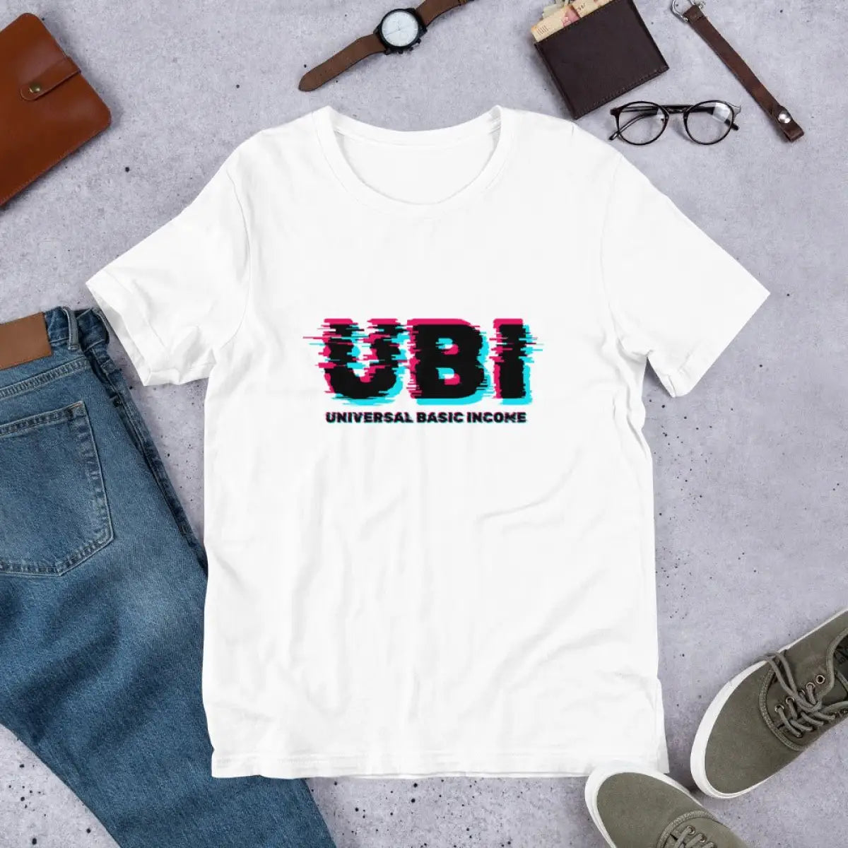 UBI UNIVERSAL BASIC INCOME Glitch T-Shirt (unisex)