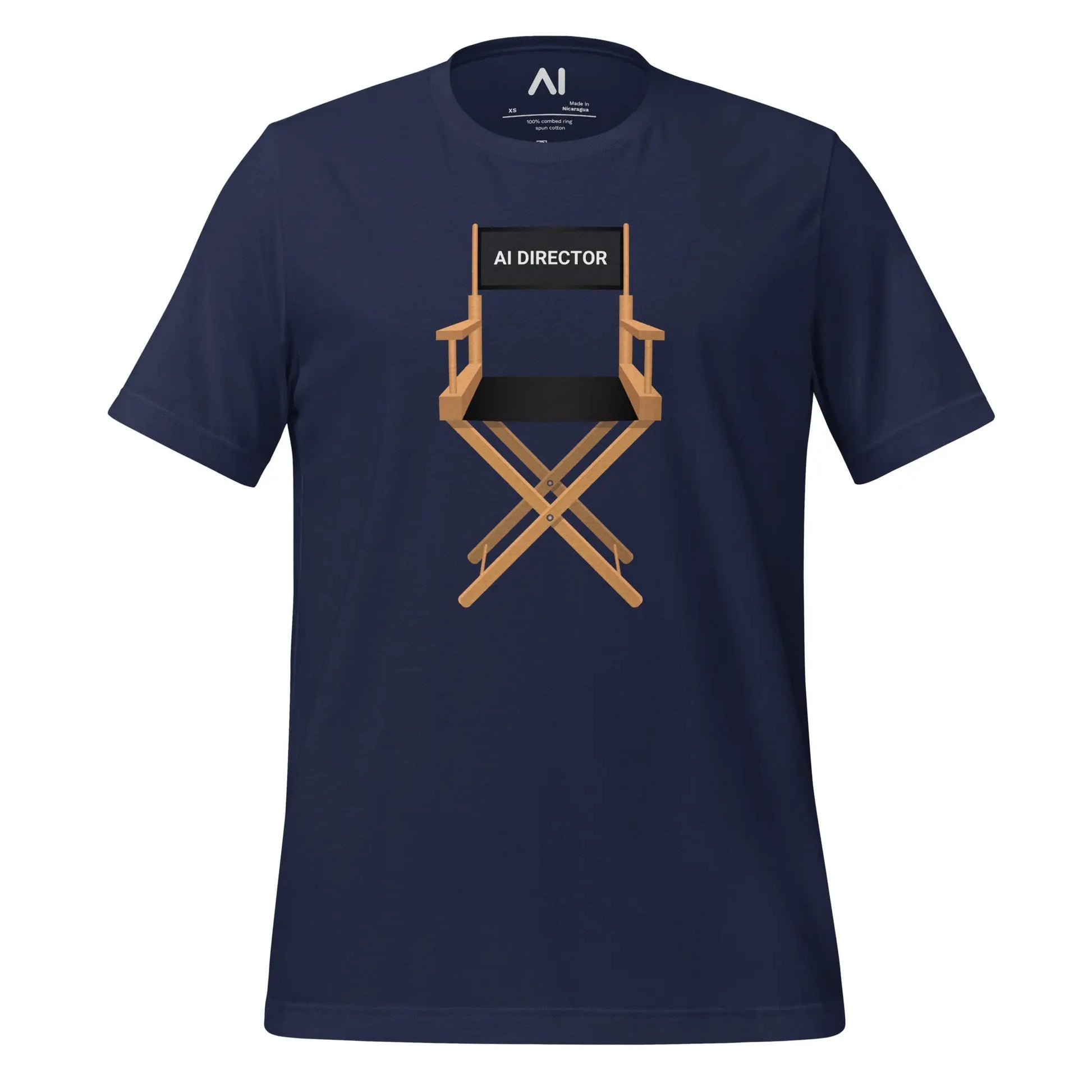 AI Video Director Chair T-Shirt (unisex) - Navy / M