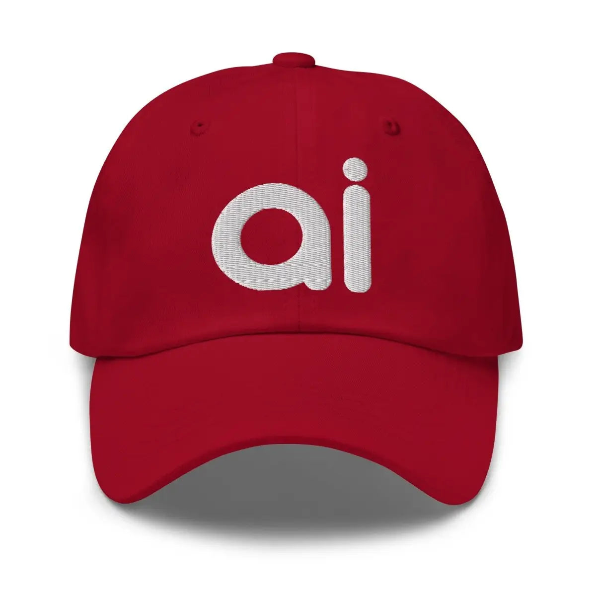 ai White Embroidered Cap - Cranberry