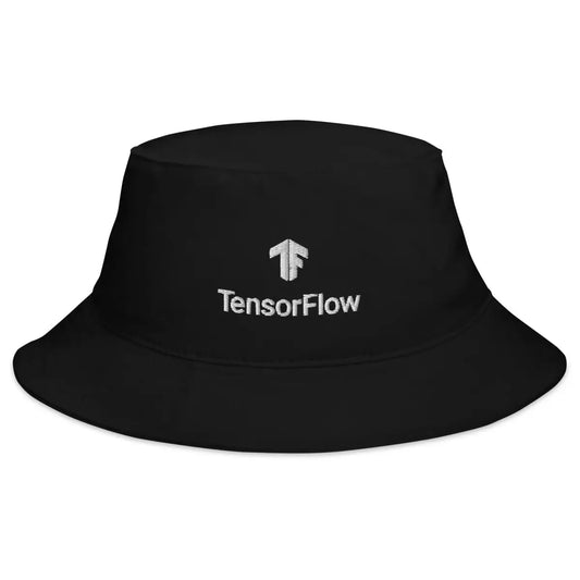 White Stacked TensorFlow 2 Logo Embroidered Bucket Hat - Black