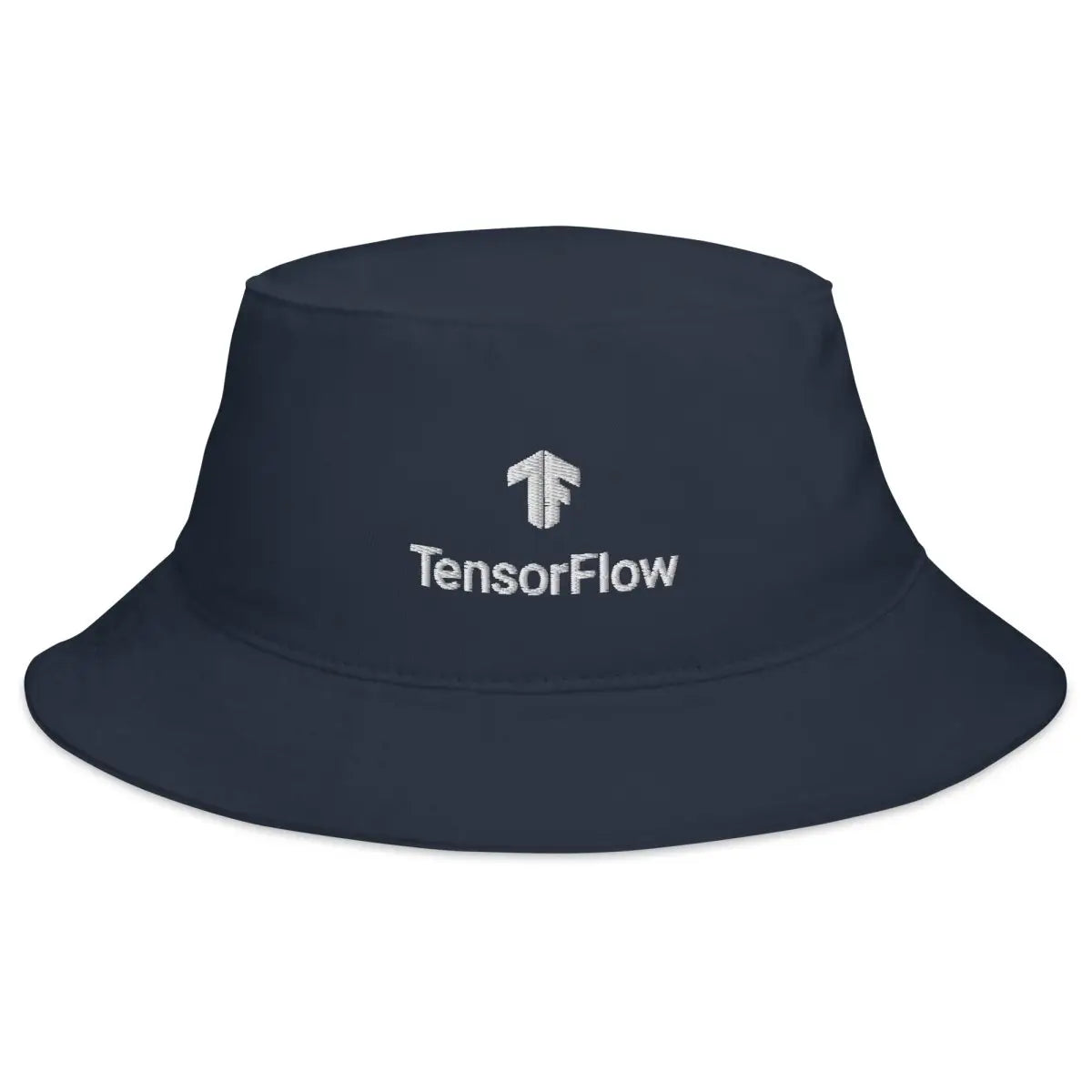 White Stacked TensorFlow 2 Logo Embroidered Bucket Hat - Navy