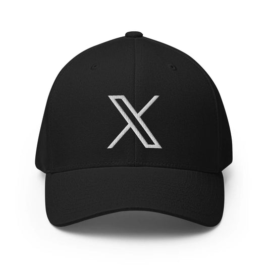 𝕏 Embroidered Closed-Back Baseball Cap - Black / S/M