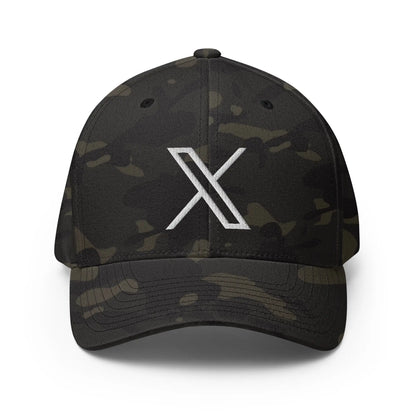 𝕏 Embroidered Closed-Back Baseball Cap - Multicam Black / S/M