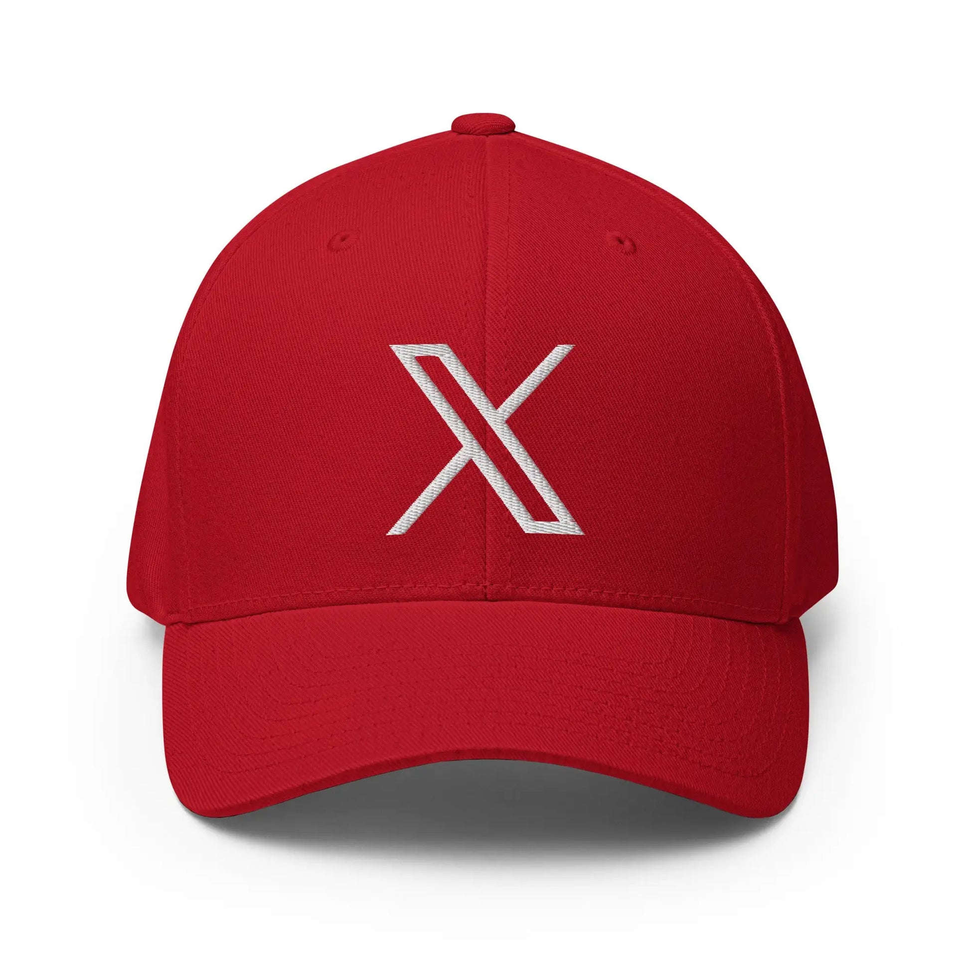 𝕏 Embroidered Closed-Back Baseball Cap - Red / S/M