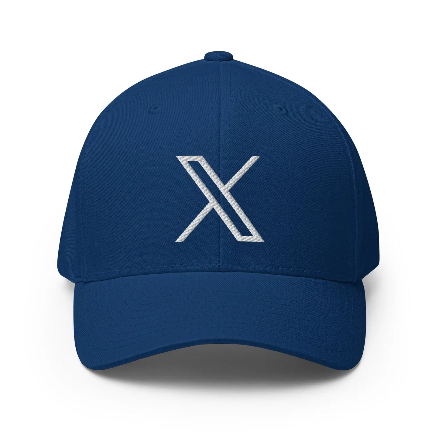 𝕏 Embroidered Closed-Back Baseball Cap - Royal Blue / S/M