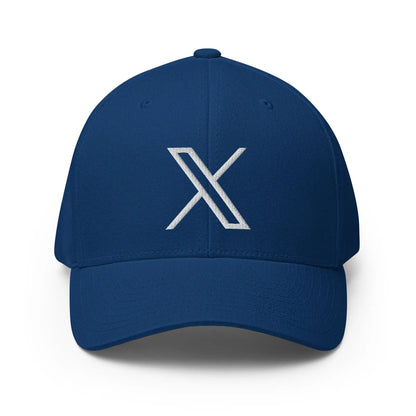 𝕏 Embroidered Closed-Back Baseball Cap - Royal Blue / S/M