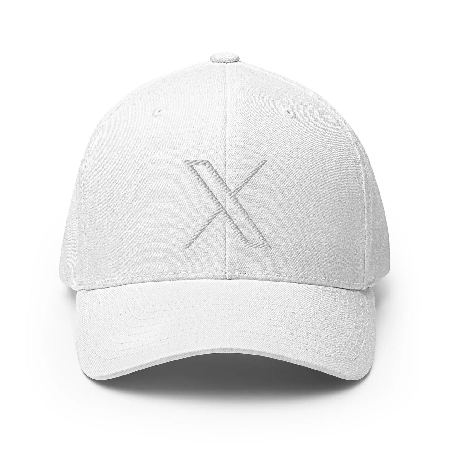 𝕏 Embroidered Closed-Back Baseball Cap - White / S/M