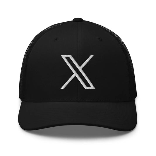 𝕏 Embroidered Trucker Cap - Black