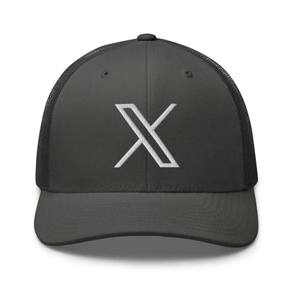 𝕏 Embroidered Trucker Cap - Charcoal