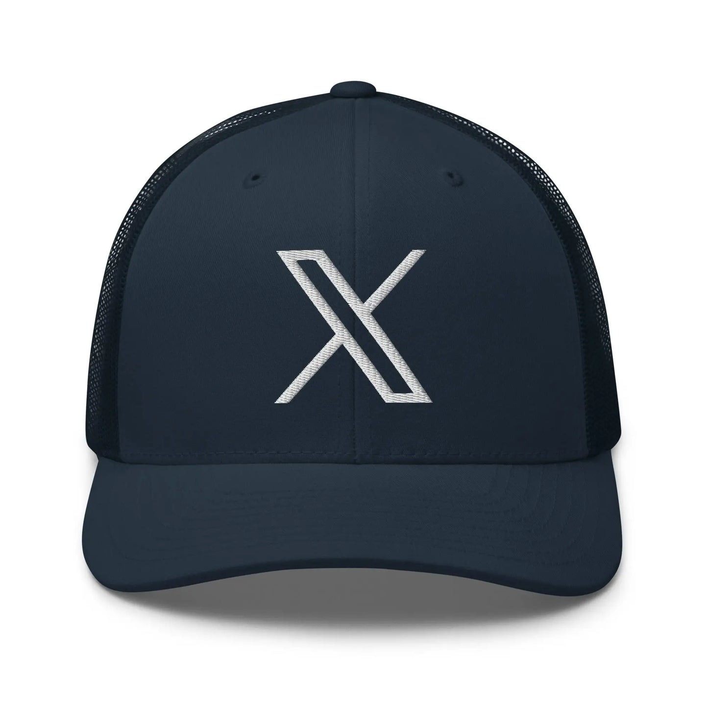 𝕏 Embroidered Trucker Cap - Navy