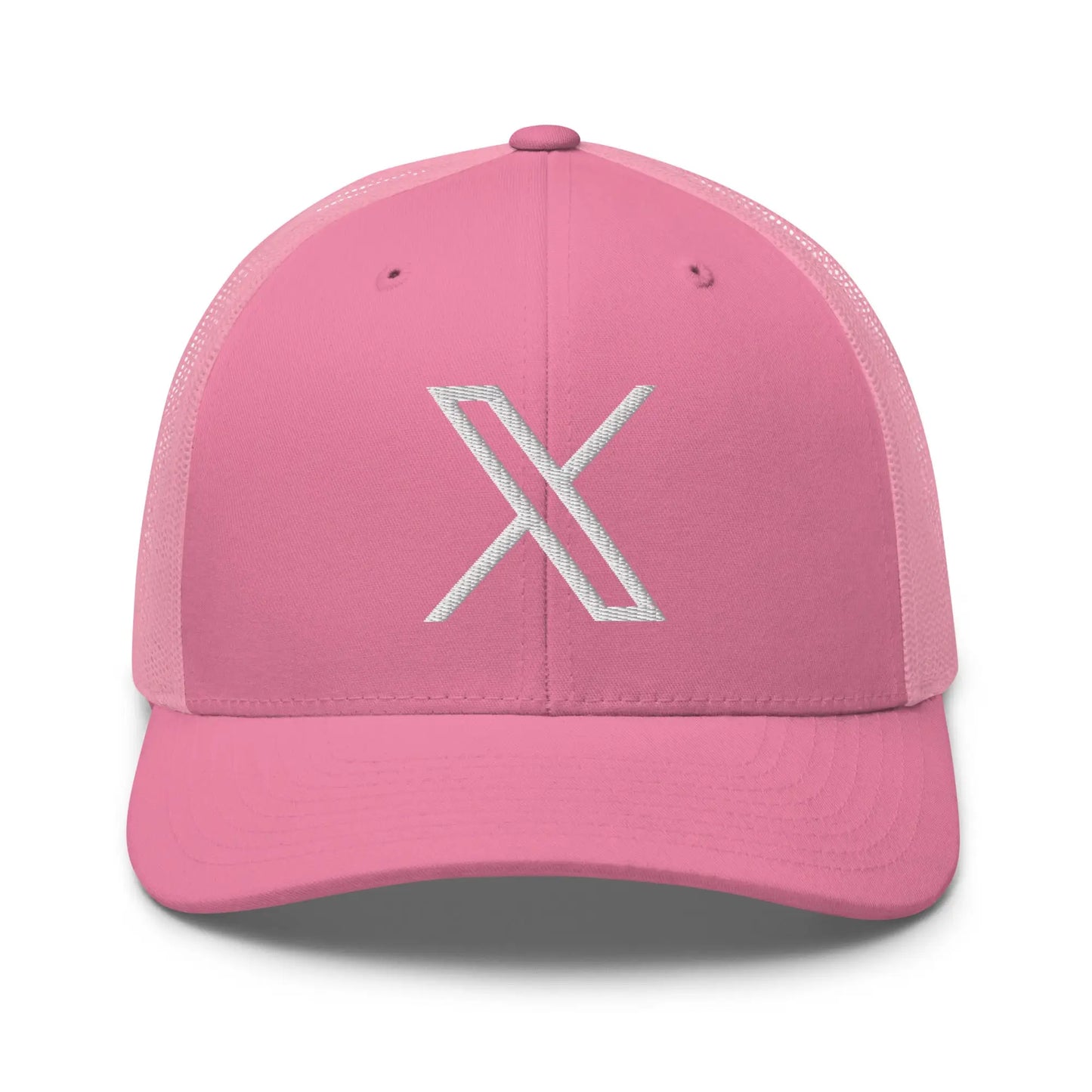 𝕏 Embroidered Trucker Cap - Pink